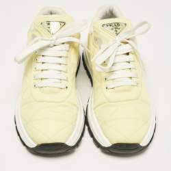 Pre Owned Prada Yellow Nylon Gabardine Low Top Sneakers 39.5