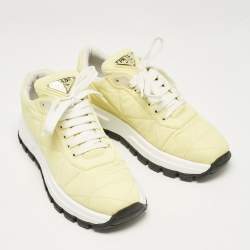 Pre Owned Prada Yellow Nylon Gabardine Low Top Sneakers 39.5