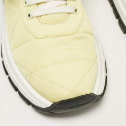 Pre Owned Prada Yellow Nylon Gabardine Low Top Sneakers 39.5