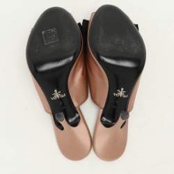 Prada Beige/Black Satin Bow Slide Sandals Size 39