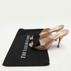 Prada Beige/Black Satin Bow Slide Sandals Size 39