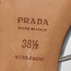 Prada Silver Leather Leaf Strappy Sandals Size 38.5