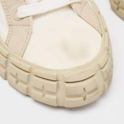 Prada Cream/White Canvas Gabardine High Top Sneakers Size 37.5