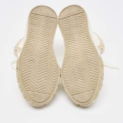 Prada Cream/White Canvas Gabardine High Top Sneakers Size 37.5