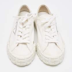 Prada White Canvas Double Wheel Platform Sneakers Size 40