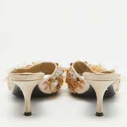 Prada Gold Satin Embellished Slide Sandals Size 38