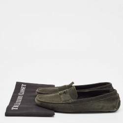 Prada Dark Green Suede Penny Loafers Size 38.5
