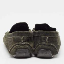 Prada Dark Green Suede Penny Loafers Size 38.5