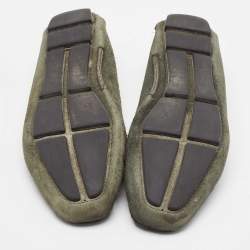 Prada Dark Green Suede Penny Loafers Size 38.5