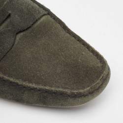 Prada Dark Green Suede Penny Loafers Size 38.5