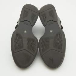 Prada Grey Leather T-Strap Wedge Ankle Strap Pumps Size 40