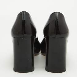 Prada Black Patent Leather Block Heel Pumps Size 38