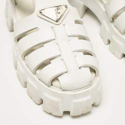 Prada White Rubber Monolith Ankle Strap Sandals Size 37