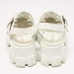 Prada White Rubber Monolith Ankle Strap Sandals Size 37