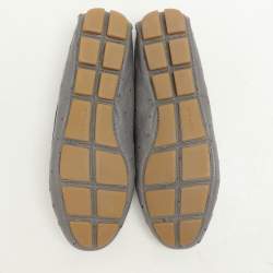 مملوكة مسبقًا Prada Grey Ostrich Leather Bow Loafers Size 37