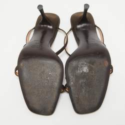 Pre Owned Prada Brown Satin Slide Sandals Size 38.5