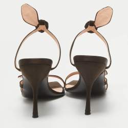 Pre Owned Prada Brown Satin Slide Sandals Size 38.5