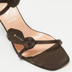 Pre Owned Prada Brown Satin Slide Sandals Size 38.5