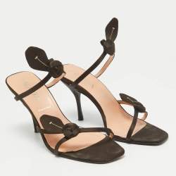 Pre Owned Prada Brown Satin Slide Sandals Size 38.5