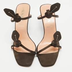 Pre Owned Prada Brown Satin Slide Sandals Size 38.5