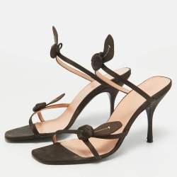 Pre Owned Prada Brown Satin Slide Sandals Size 38.5