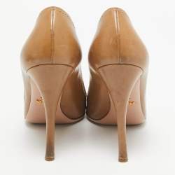 Prada Brown Leather Round Toe Pumps Size 37