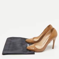 Prada Brown Leather Round Toe Pumps Size 37