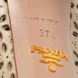 Prada Beige Lasercut Leather Platform Pumps Size 37.5