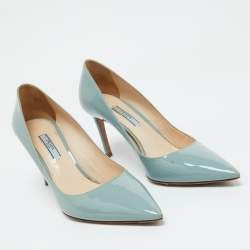 Prada Pastel Blue Patent Leather Pointed Toe Pumps Size 38.5