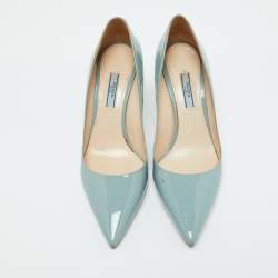 Prada Pastel Blue Patent Leather Pointed Toe Pumps Size 38.5