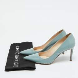 Prada Pastel Blue Patent Leather Pointed Toe Pumps Size 38.5