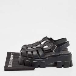 Prada Black Rubber Monolith Ankle Strap Sandals Size 39