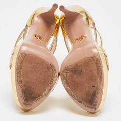 Prada Gold Leather Platform Ankle Strap Sandals Size 39