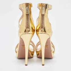Prada Gold Leather Platform Ankle Strap Sandals Size 39