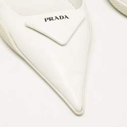 Prada White Leather Bow Slingback Pumps Size 40