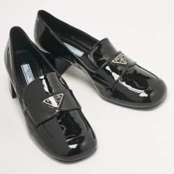 Prada Black Patent Leather Loafer Pumps Size 36 