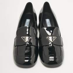 Prada Black Patent Leather Loafer Pumps Size 36 