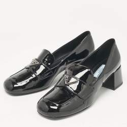 Prada Black Patent Leather Loafer Pumps Size 36 