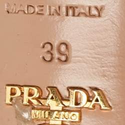 Pre Owned Prada Beige Patent Leather Bow Slide Sandals Size 39