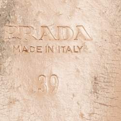 Prada Beige/Brown Python Leather Crystal Embellished Flat Sandals Size 39