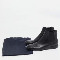 مملوكة مسبقًا Prada Black Leather Ankle Length Chelsea Boots Size 37