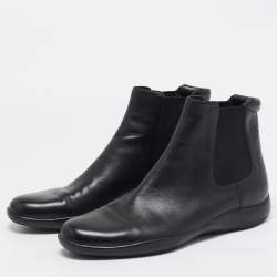 مملوكة مسبقًا Prada Black Leather Ankle Length Chelsea Boots Size 37