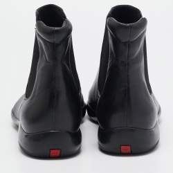 مملوكة مسبقًا Prada Black Leather Ankle Length Chelsea Boots Size 37