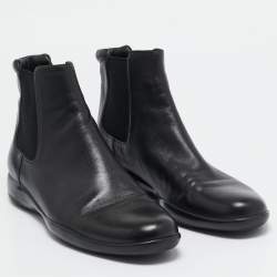 مملوكة مسبقًا Prada Black Leather Ankle Length Chelsea Boots Size 37