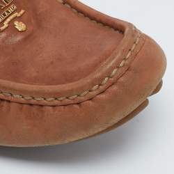 Prada Brown Leather Scrunch Slip On Loafers Size 37