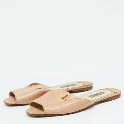 Prada Beige Python Flat Slide Sandals Size 39