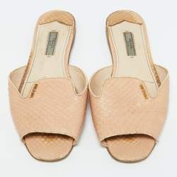 Prada Beige Python Flat Slide Sandals Size 39