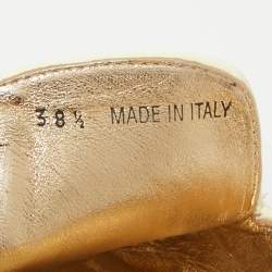 Prada Navy Blue Saffiano Leather Espadrille Platform Slides Size 38.5