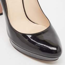 Prada Black Patent Leather Platform Pumps Size 38.5 