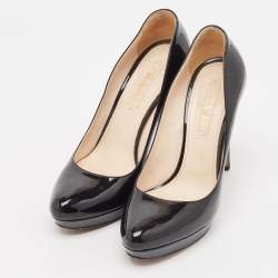 Prada Black Patent Leather Platform Pumps Size 38.5 